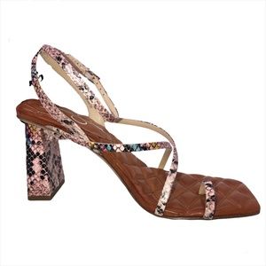 Jessica Simpson Multi-Color Snake Print Heeled Sandals, Sz 8.5 - Square Toe Loop